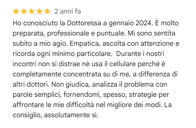 Recensione Google a cinque stelle di Argia De Franciscis