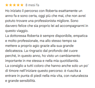 Recensione Google a cinque stelle di Chiara D'Auria